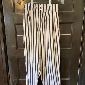 Capri summer striped high-waisted pants